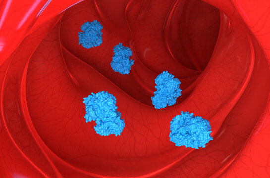 Aspirin for the prevention of colorectal cancer - isometric view 3d illustration