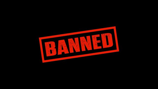 Animated Banned Rubber Stamp Icon. Banned sign video footage.