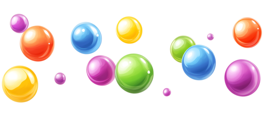 Colorful balls flying in the air isolated on white background PNG.AI GENERATED