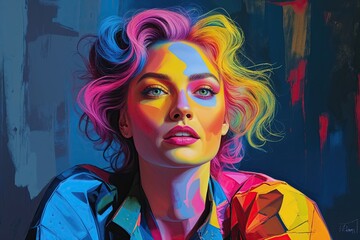 Vibrant Multi-Colored Portrait Showcasing Bold Contrasts and Creative Expression