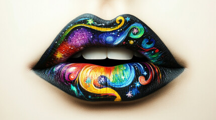 lips with make up, painting