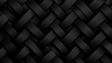 Naklejka premium Black Weave Pattern Background - Abstract black woven texture, perfect for backgrounds, websites, and design projects. Symbolizing strength, sophistication, elegance, mystery, and modern design.