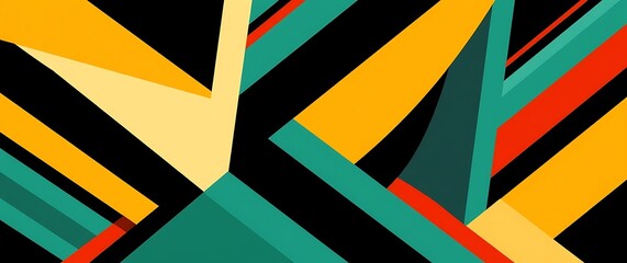 A highly saturated photograph of a stylish geometric background featuring bold contrasting colors and sharp lines, reminiscent of 1960s graphic design.