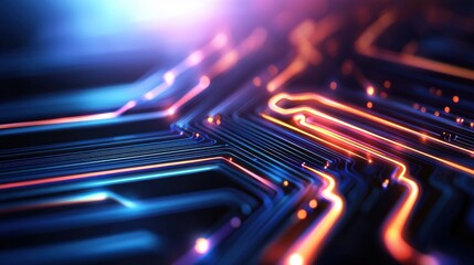 Fototapeta premium Glowing Circuit Board, Technology, Abstract Background