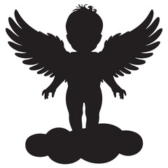 cute baby angel silhouette vector style
