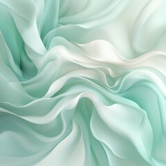 Fototapeta premium Flowing Mint Green and White Silk Fabric Texture 
