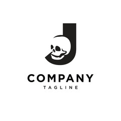 Letter J Skull Logo Icon Vector