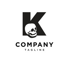 Letter K Skull Logo Icon Vector