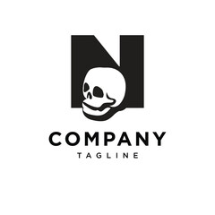 Letter N Skull Logo Icon Vector