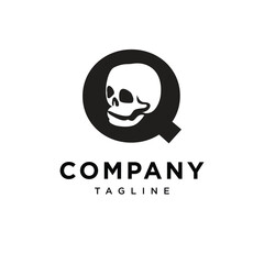 Letter Q Skull Logo Icon Vector