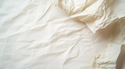 Obraz premium A close-up of crumpled, textured cream-colored paper, showcasing its natural folds and wrinkles.