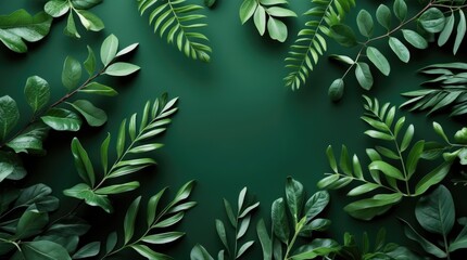 Lush green leaf pattern on a dark green background creating a serene and vibrant natural atmosphere for design and decor projects.