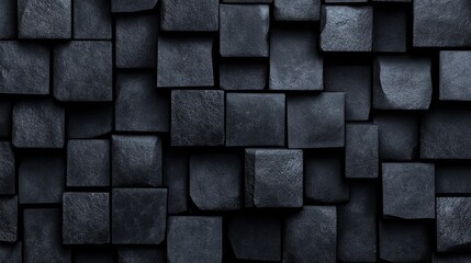 Dark Stone Cube Texture - Abstract background of dark gray cubes, symbolizing strength, stability, architecture, modern design, and sophistication.