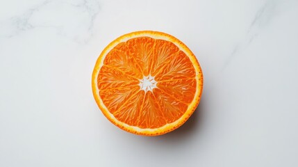 Fresh Orange Slice on Marble Surface with Bright Colorful Texture