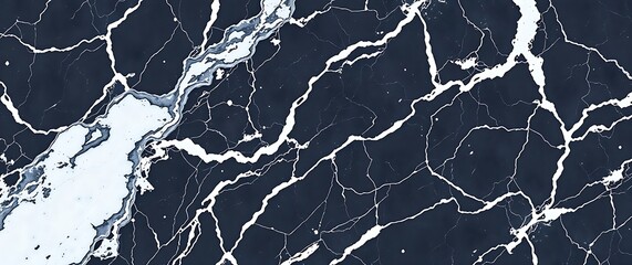 A photograph of a stylish marble background with  veins of white and grey against a deep charcoal backdrop, exhibiting a high contrast and sharp focus, showcasing the natural te.