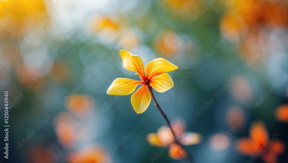 Poster yellow flower with blurred background creating an abstract natural image ideal for adding text or en