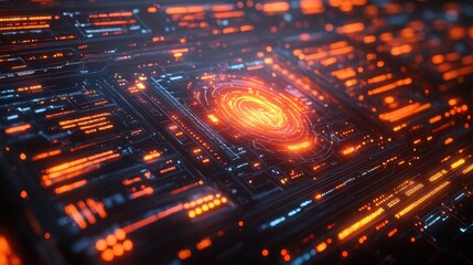 Futuristic AI interface with risk alerts