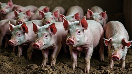 Piglets in a barn environment showcasing livestock farming and animal husbandry practices for agricultural themes and education.