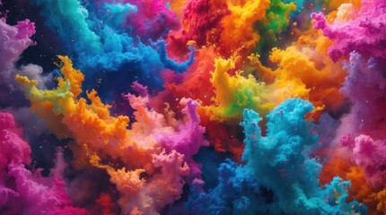 Vibrant abstract background with colorful clouds and textured patterns creating a dynamic and artistic visual effect.