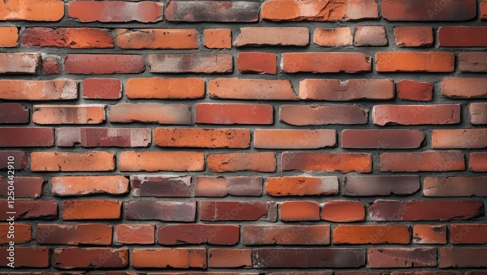 Canvas Prints Textured closeup of a rustic red brick wall showcasing variations in color and surface, ideal for background and architectural design projects.