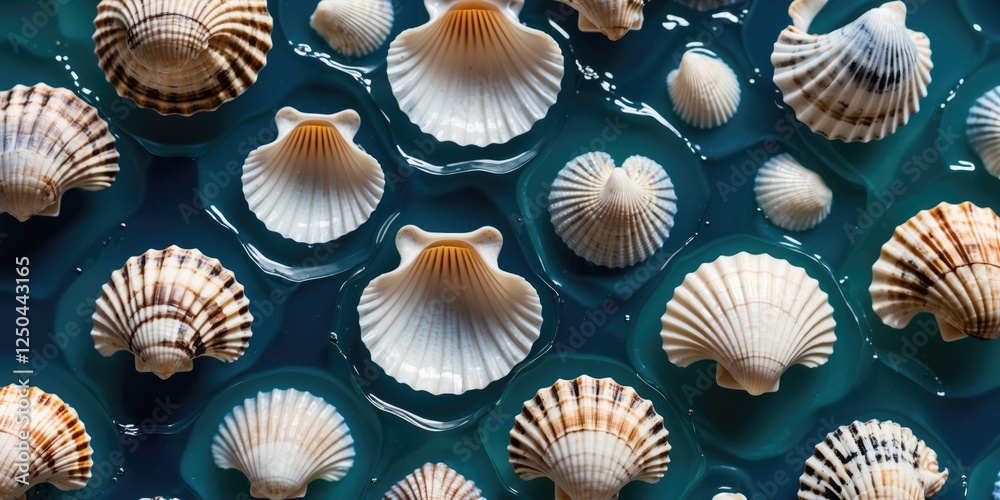 Poster abstract sea shell texture in water with vibrant colors and smooth patterns ideal for backgrounds or