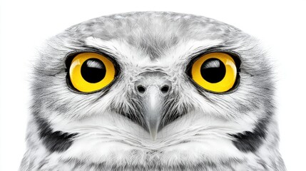 Obraz premium Close-Up Portrait of an Owl with Striking Yellow Eyes and Soft Feathers