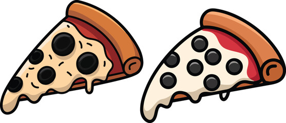 vector cartoon illustration of a pizza slice.