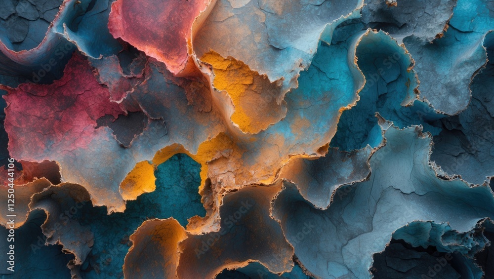 Poster vibrant abstract texture with layered colors and intricate patterns for creative design and artistic