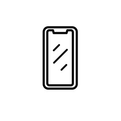 Smartphone with vector line art. Minimalist, clean and simple outline. Mobile apps and web interface icon. Device minimalist icon