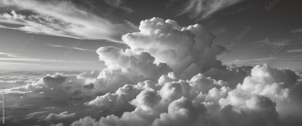 Poster close-up black and white image of altocumulus clouds creating a timeless and captivating design elem