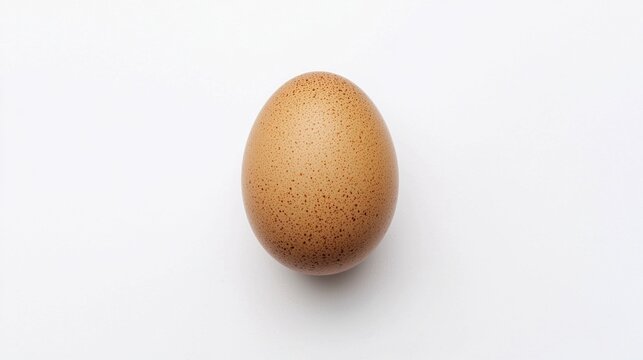 A perfectly boiled egg sits on a clean white backdrop, emphasizing its smooth, speckled shell. Ideal for culinary, health, or nutrition-focused themes, it's a versatile visual element
