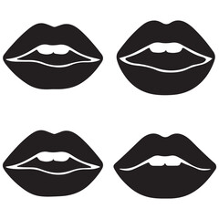 Women lips icons set. Mouth and lips logo design. Sexy female lips symbols.
