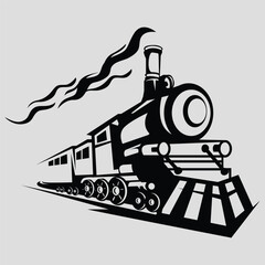 Train Engine On a station platform. Vector illustration on the subject of train, tram, subway ride
