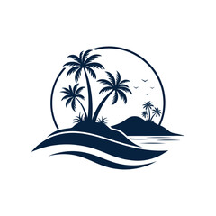 Obraz premium island Beach silhouette logo vector line art logo design