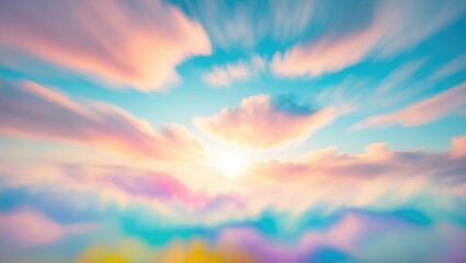 Pastel Sky with Blurred Clouds and Sunshine in a Dreamlike Landscape Ideal for Backgrounds and Tranquil Nature Themes