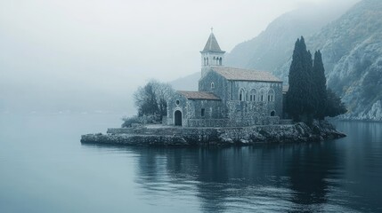 Mystical Island Church: A serene landscape of history and spirituality