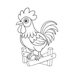 Chicken coloring book vector illustration