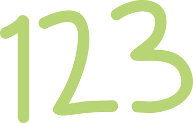 Colorful Handwritten Numbers 1, 2, 3