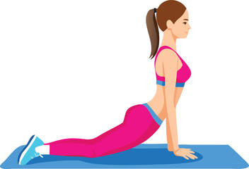 Woman practicing a backbend yoga pose on a mat.