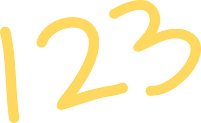 Colorful Handwritten Numbers 1, 2, 3