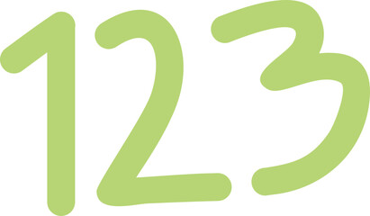 Colorful Handwritten Numbers 1, 2, 3