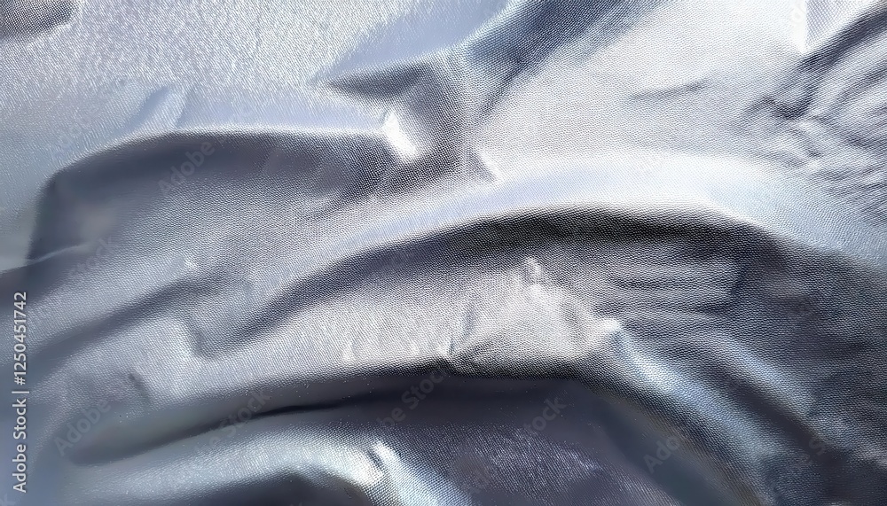 Poster shimmering metallic fabric texture with soft folds for abstract background, futuristic designs, and 