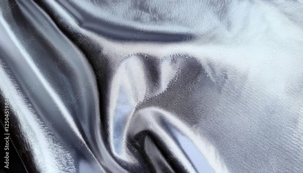 Poster shimmering metallic fabric texture with soft folds for abstract background, futuristic designs, and graphic projects

