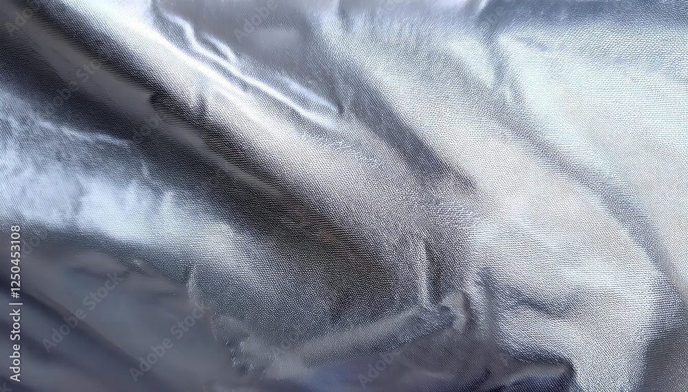 Poster shimmering metallic fabric texture with soft folds for abstract background, futuristic designs, and 