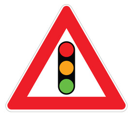 triangle traffic sign with traffic lights illustrator NO IA