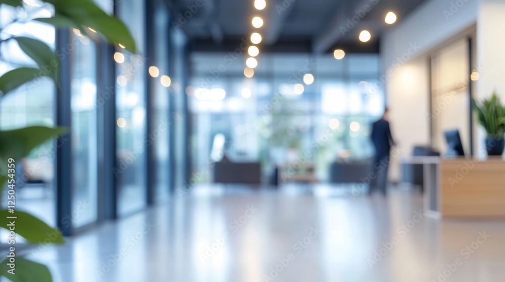 Poster a contemporary office setting with a blurred background highlights clean lines and natural light. su