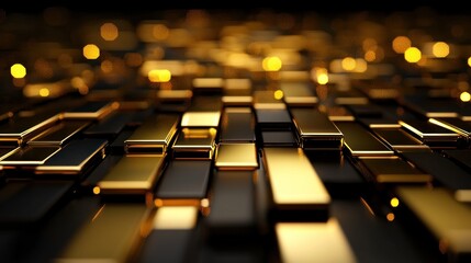 Obraz premium Golden and black blocks, abstract background, luxury, technology