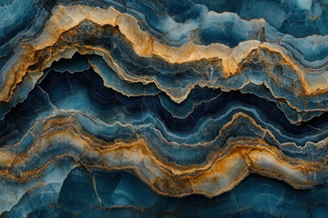Obraz premium Blue and gold marble background with elegant swirls, creating a luxurious and sophisticated aesthetic.