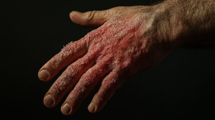 Fototapeta premium A close-up of a person's hand, showing a rash