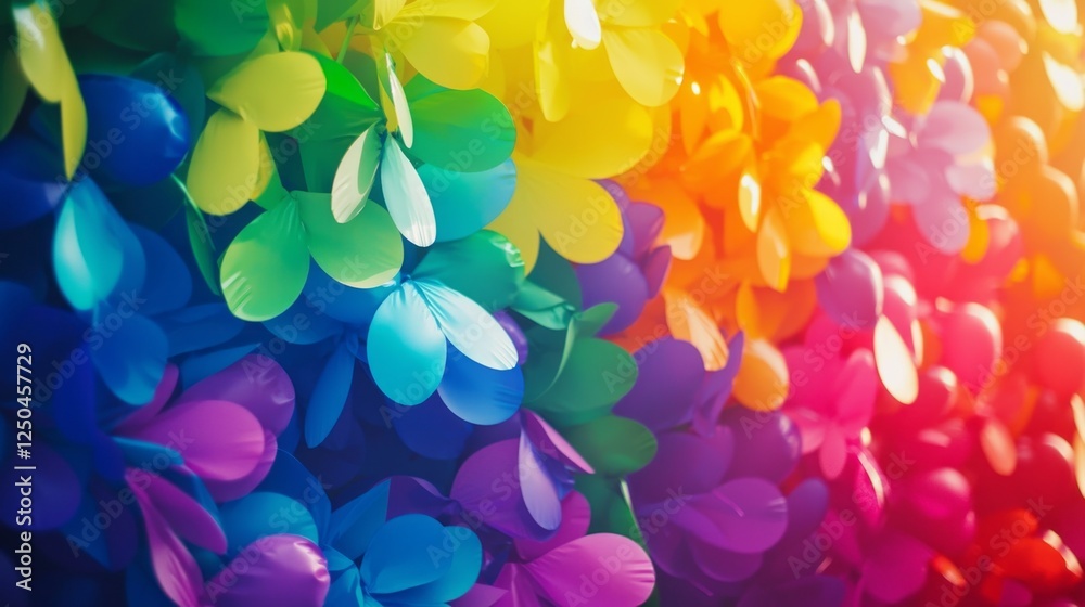 Aufkleber A dynamic display of bright, abstract shapes and colors intertwines, creating a joyous background that exudes energy and creativity, perfect for artistic projects or cheerful design